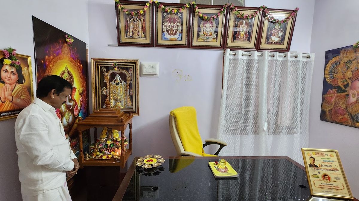 Astrologer at consultation desk